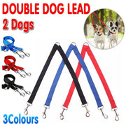 2 Way Double Dual Dog Leash Walk 2 Dogs With One Lead Coupler Nylon Harness - Blue V528-ROPE-BLUE-79277