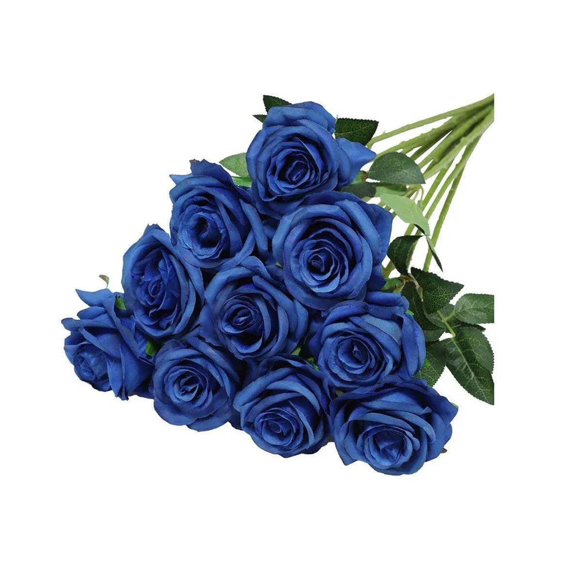 10pcs Artificial Silk Simulation Rose Flowers - Wedding Party Home Decorations - Dark-Blue V528-ROSE-DARK-BLUE-10PCS-213986