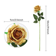 10pcs Artificial Silk Simulation Rose Flowers - Wedding Party Home Decorations - Gold V528-ROSE-GOLD-10PCS-777636