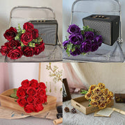 10pcs Artificial Silk Simulation Rose Flowers - Wedding Party Home Decorations - Gold V528-ROSE-GOLD-10PCS-777636