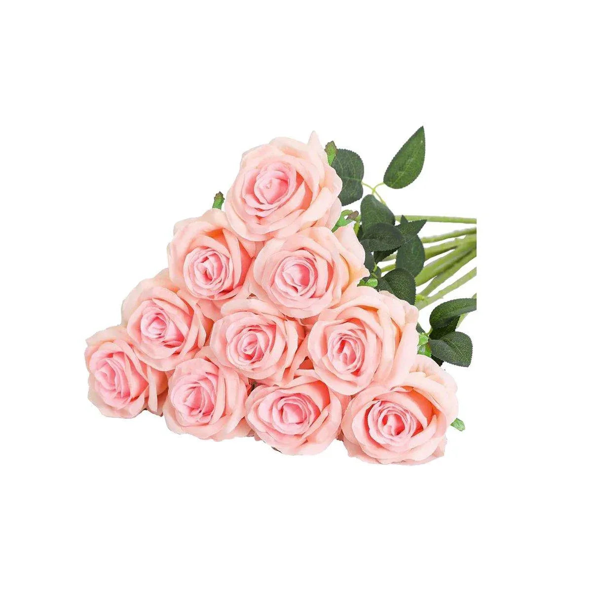 10pcs Artificial Silk Simulation Rose Flowers - Wedding Party Home Decorations - Light-Pink V528-ROSE-LIGHT-PINK-10PCS-342859