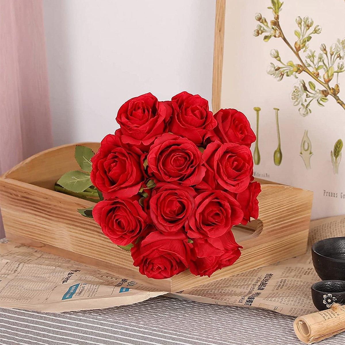 10pcs Artificial Silk Simulation Rose Flowers - Wedding Party Home Decorations - Purple V528-ROSE-PURPLE-10PCS-422298