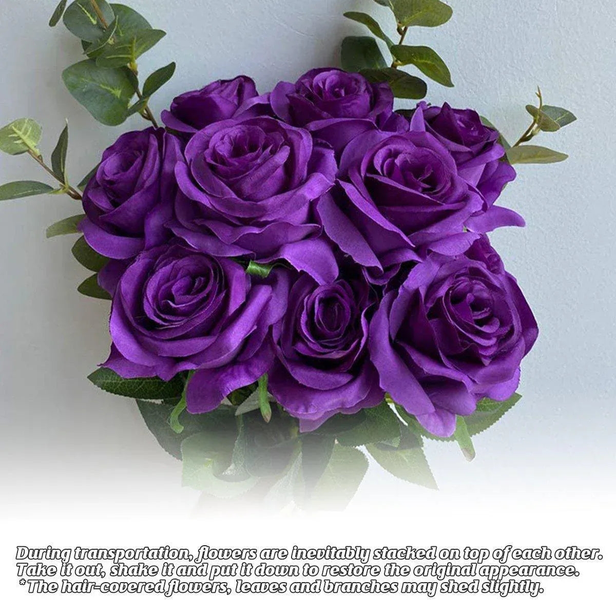 10pcs Artificial Silk Simulation Rose Flowers - Wedding Party Home Decorations - Purple V528-ROSE-PURPLE-10PCS-422298