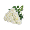 10pcs Artificial Silk Simulation Rose Flowers - Wedding Party Home Decorations - White V528-ROSE-WHITE-10PCS-714490