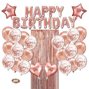 Rose Gold Birthday Balloon Party Decoration Set with Confetti Latex Foil Curtain V528-ROSEGOLDBALLOON-749621