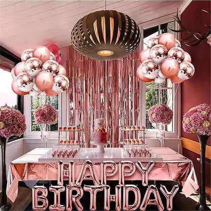 Rose Gold Birthday Balloon Party Decoration Set with Confetti Latex Foil Curtain V528-ROSEGOLDBALLOON-749621