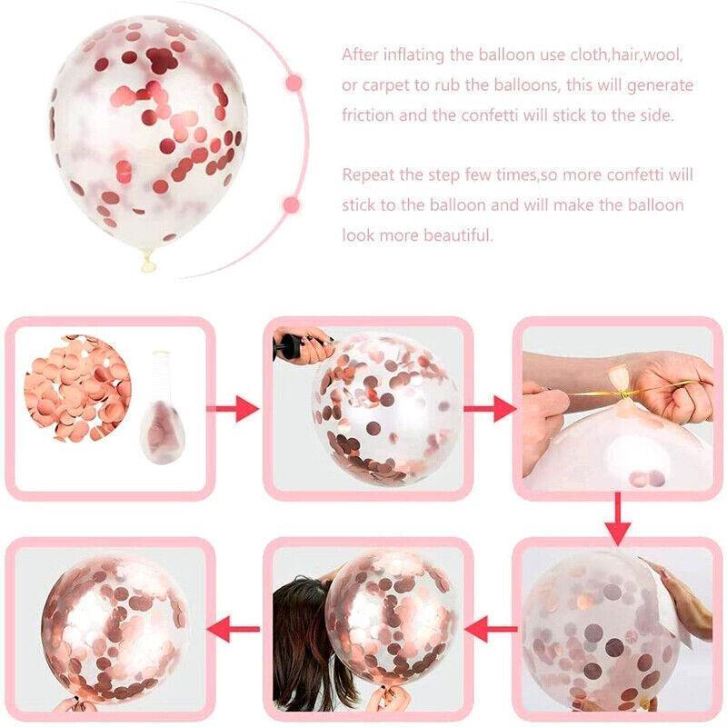 Rose Gold Birthday Balloon Party Decoration Set with Confetti Latex Foil Curtain V528-ROSEGOLDBALLOON-749621