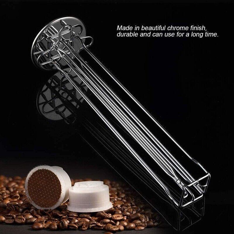 40 Capsules Rotating Coffee Pod Holder Rack for Nespresso Chrome Countertop Stand V528-ROTARYCOFFEESTAND-SILVER-16002