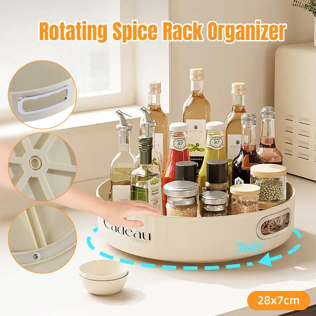 Kitchen Rotating Spice Rack Storage Organizer Multifunctional Round Tray Holder V528-ROTATE-BEIGE-188688