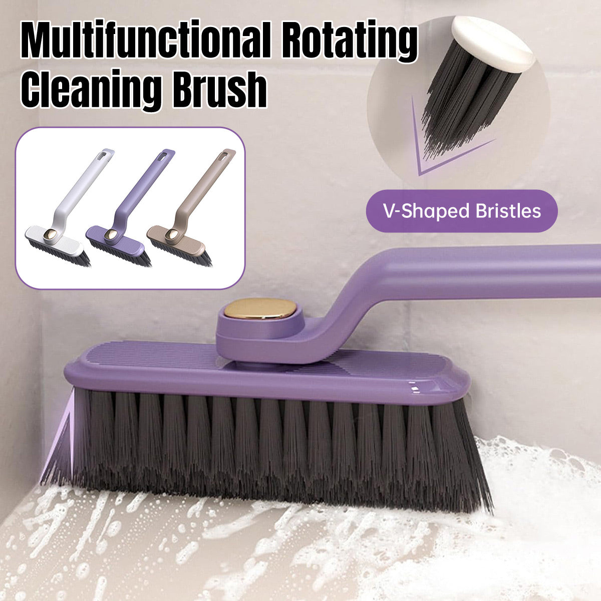 Multi-Functional Rotary Cleaning Brush Hard Bristle Slot Seam Wall Tile Brush - White V528-ROTATING-CLEANING-BRUSH-927731