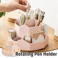 360 Degree Rotating Large Capacity Pen Holder Plastic Desktop Office Student Organizer V528-ROTATING-PEN-HOLDER-PINK-641258