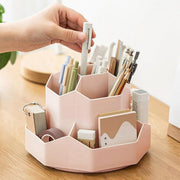 360 Degree Rotating Large Capacity Pen Holder Plastic Desktop Office Student Organizer V528-ROTATING-PEN-HOLDER-PINK-641258