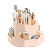 360 Degree Rotating Large Capacity Pen Holder Plastic Desktop Office Student Organizer V528-ROTATING-PEN-HOLDER-PINK-641258