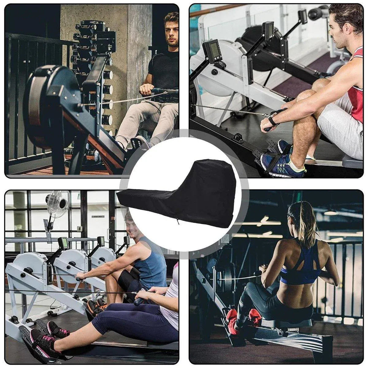 Waterproof Rowing Machine Cover Dustproof Protective Cover for Rowing Machines V528-ROWING-MACHINE-COVER-BLACK-620874