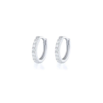 7sizes Hoop Earring Silver Zirconia Ear Huggie Hoop Cartilage Piercing Jewellery - Champagne-10mm V528-RR-10-379512