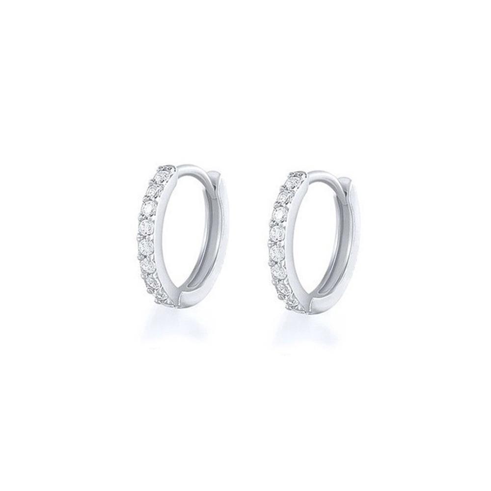 7sizes Hoop Earring Silver Zirconia Ear Huggie Hoop Cartilage Piercing Jewellery - Champagne-10mm V528-RR-10-379512
