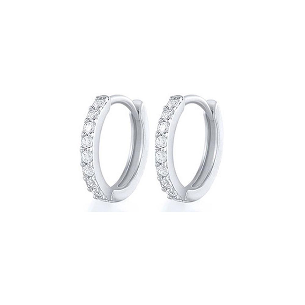 7sizes Hoop Earring Silver Zirconia Ear Huggie Hoop Cartilage Piercing Jewellery - Champagne-10mm V528-RR-10-379512