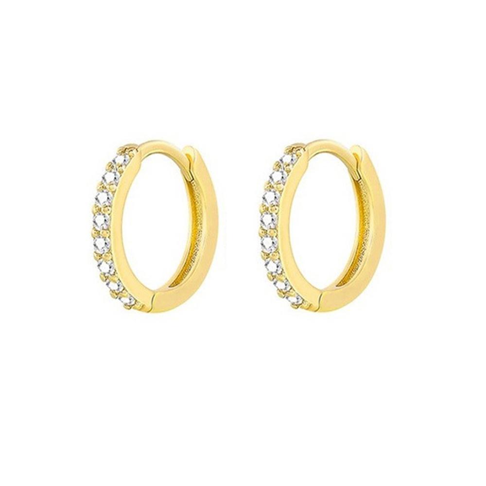 7sizes Hoop Earring Silver Zirconia Ear Huggie Hoop Cartilage Piercing Jewellery - Champagne-10mm V528-RR-10-379512