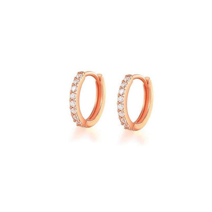 7sizes Hoop Earring Silver Zirconia Ear Huggie Hoop Cartilage Piercing Jewellery - Champagne-10mm V528-RR-10-379512