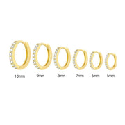 7sizes Hoop Earring Silver Zirconia Ear Huggie Hoop Cartilage Piercing Jewellery - Champagne-9mm V528-RR-9-959896
