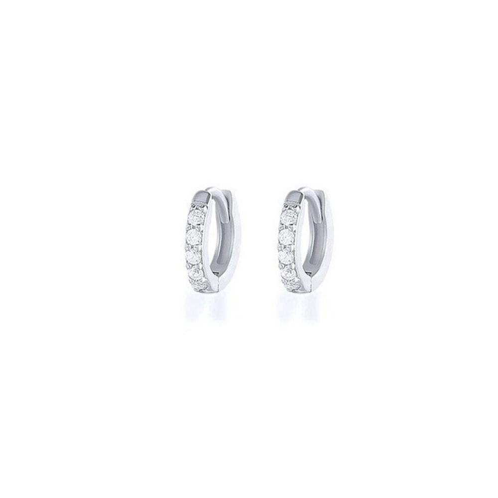 7sizes Hoop Earring Silver Zirconia Ear Huggie Hoop Cartilage Piercing Jewellery - Champagne-9mm V528-RR-9-959896