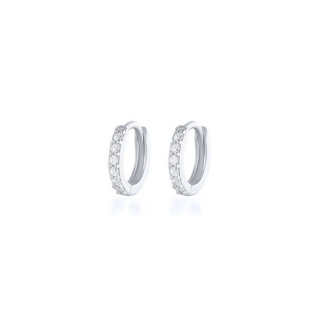 7sizes Hoop Earring Silver Zirconia Ear Huggie Hoop Cartilage Piercing Jewellery - Champagne-9mm V528-RR-9-959896