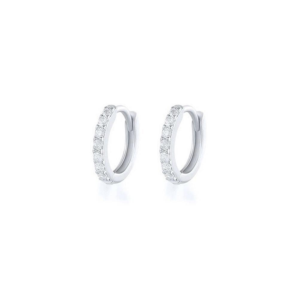 7sizes Hoop Earring Silver Zirconia Ear Huggie Hoop Cartilage Piercing Jewellery - Champagne-9mm V528-RR-9-959896