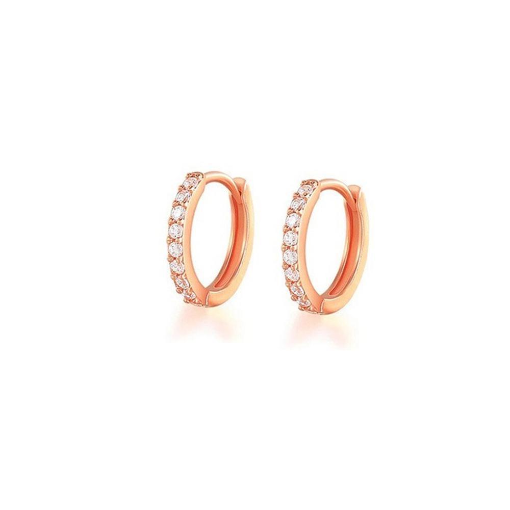 7sizes Hoop Earring Silver Zirconia Ear Huggie Hoop Cartilage Piercing Jewellery - Champagne-9mm V528-RR-9-959896