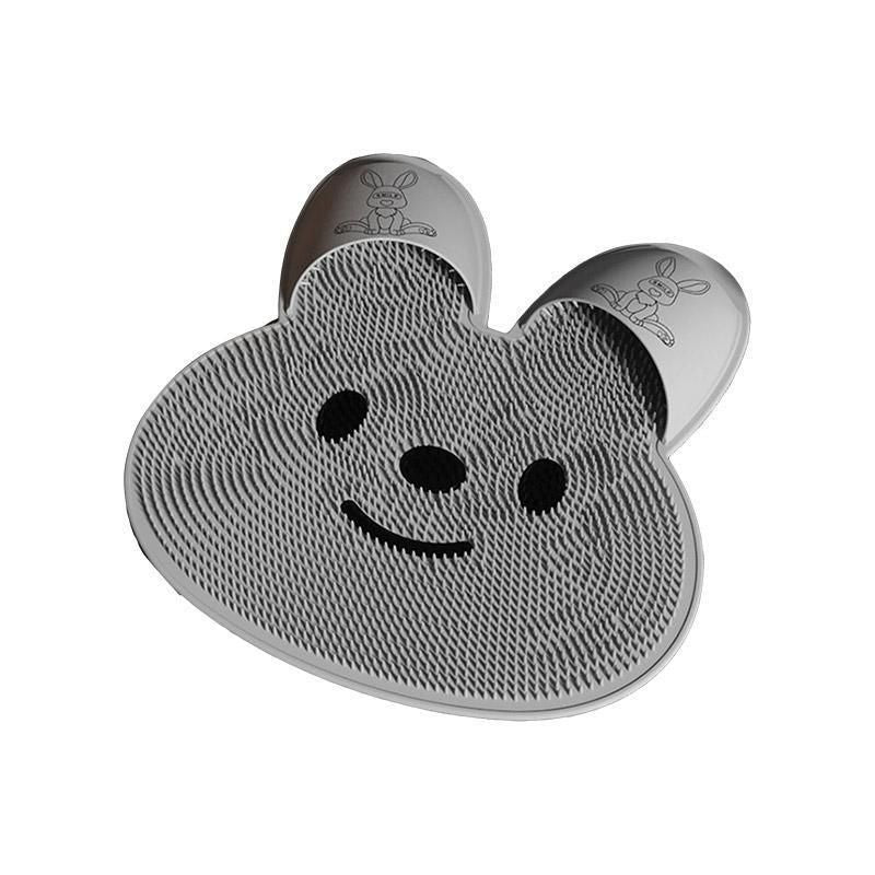 Silicone Foot Scrubber Rabbit Tub Mat Suction Cup Exfoliating Brush Cleaning Mat - Grey V528-RUB-FEET-GREY-162412