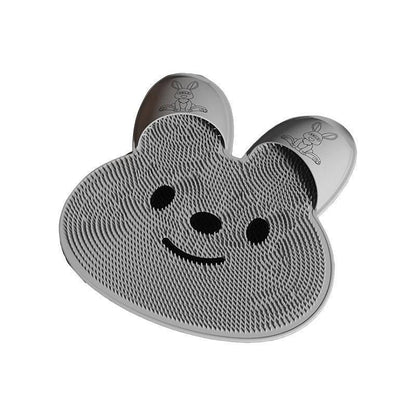 Silicone Foot Scrubber Rabbit Tub Mat Suction Cup Exfoliating Brush Cleaning Mat - Grey V528-RUB-FEET-GREY-162412