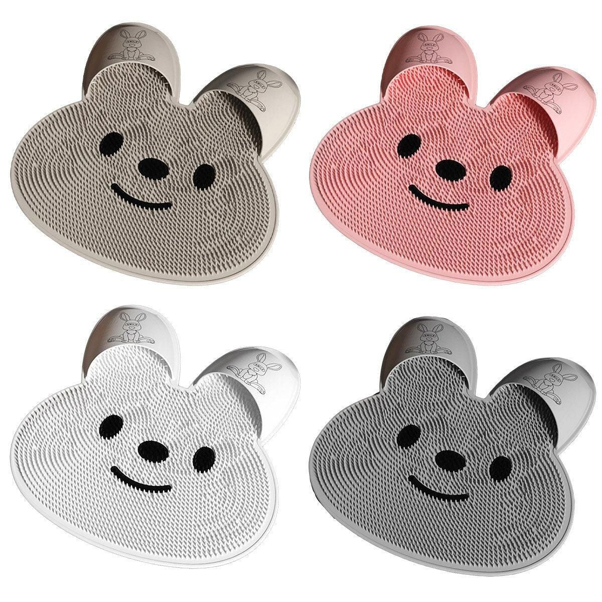 Silicone Foot Scrubber Rabbit Tub Mat Suction Cup Exfoliating Brush Cleaning Mat - Grey V528-RUB-FEET-GREY-162412