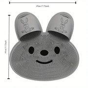 Silicone Foot Scrubber Rabbit Tub Mat Suction Cup Exfoliating Brush Cleaning Mat - Grey V528-RUB-FEET-GREY-162412