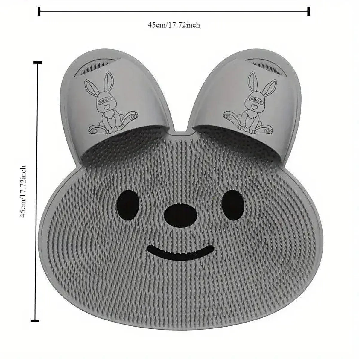 Silicone Foot Scrubber Rabbit Tub Mat Suction Cup Exfoliating Brush Cleaning Mat - Grey V528-RUB-FEET-GREY-162412