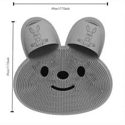 Silicone Foot Scrubber Rabbit Tub Mat Suction Cup Exfoliating Brush Cleaning Mat - Grey V528-RUB-FEET-GREY-162412