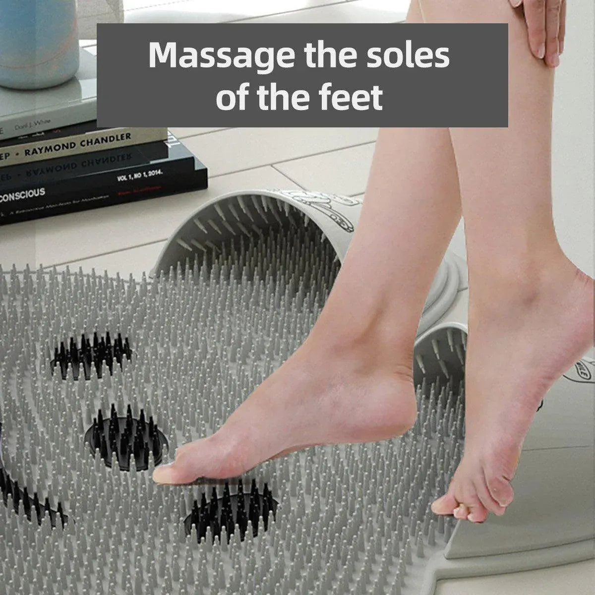 Silicone Foot Scrubber Rabbit Tub Mat Suction Cup Exfoliating Brush Cleaning Mat - Grey V528-RUB-FEET-GREY-162412