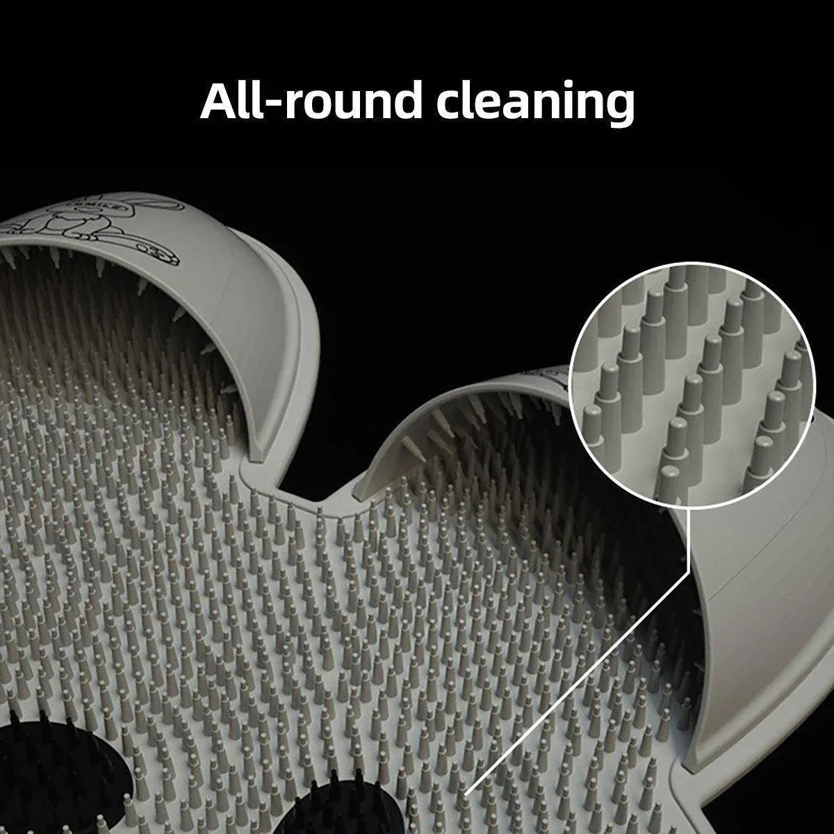 Silicone Foot Scrubber Rabbit Tub Mat Suction Cup Exfoliating Brush Cleaning Mat - Grey V528-RUB-FEET-GREY-162412
