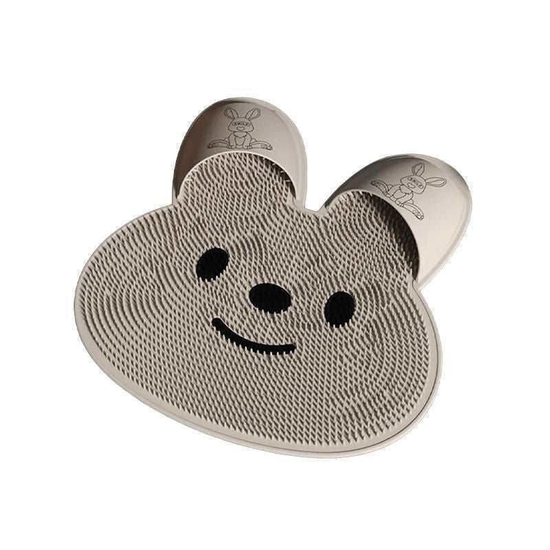 Silicone Foot Scrubber Rabbit Tub Mat Suction Cup Exfoliating Brush Cleaning Mat - Khaki V528-RUB-FEET-KHAKI-337048
