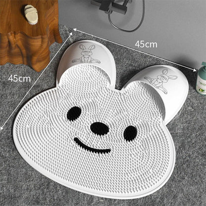 Silicone Foot Scrubber Rabbit Tub Mat Suction Cup Exfoliating Brush Cleaning Mat - Khaki V528-RUB-FEET-KHAKI-337048