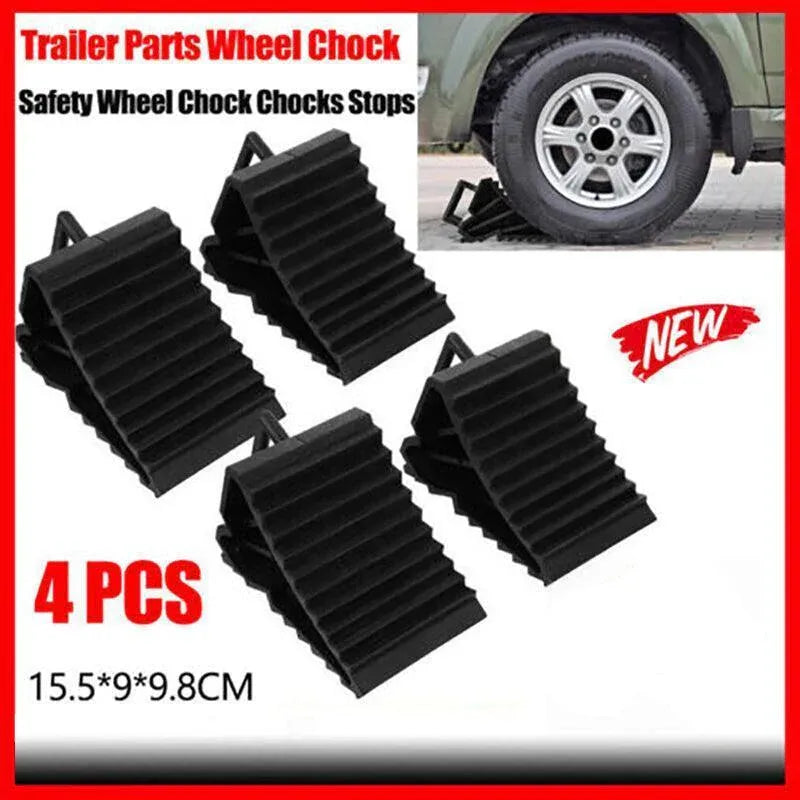 4Pcs Heavy Wheel Chock Tough Chocks Stops Car Trailer Boat Caravan Au Stock V528-RUBBER-4PCS-96226