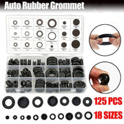 125Pcs Rubber Grommet Set-Assorted Fastener Kit 18 Popular Sizes V528-RUBBERGROMMET-125PCS-90220