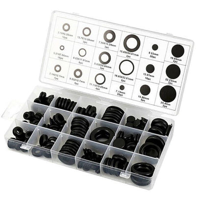125Pcs Rubber Grommet Set-Assorted Fastener Kit 18 Popular Sizes V528-RUBBERGROMMET-125PCS-90220