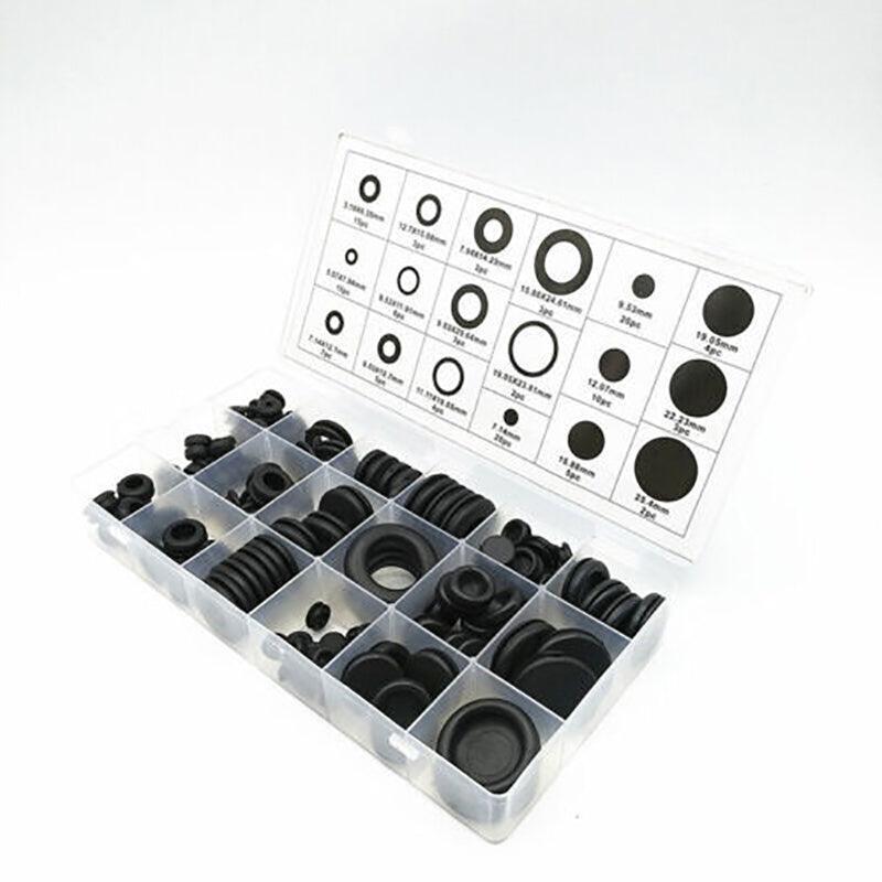 125Pcs Rubber Grommet Set-Assorted Fastener Kit 18 Popular Sizes V528-RUBBERGROMMET-125PCS-90220