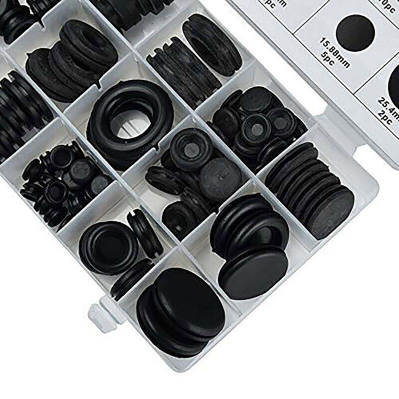 125Pcs Rubber Grommet Set-Assorted Fastener Kit 18 Popular Sizes V528-RUBBERGROMMET-125PCS-90220