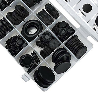 125Pcs Rubber Grommet Set-Assorted Fastener Kit 18 Popular Sizes V528-RUBBERGROMMET-125PCS-90220