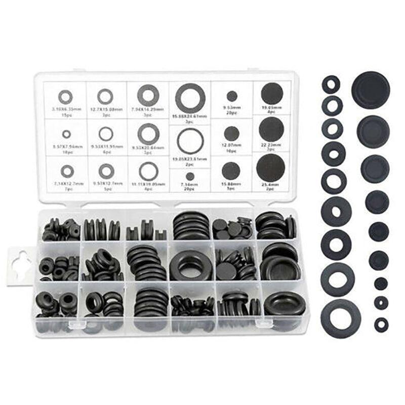 125Pcs Rubber Grommet Set-Assorted Fastener Kit 18 Popular Sizes V528-RUBBERGROMMET-125PCS-90220