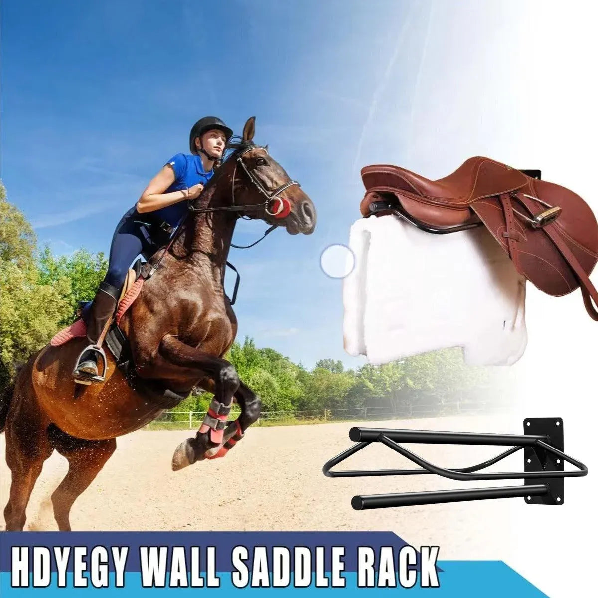 Wall Mounted Saddle Rack Hanging Harness Saddle Holder Equestrian Storage Stand V528-SADDLE-RACK-629255