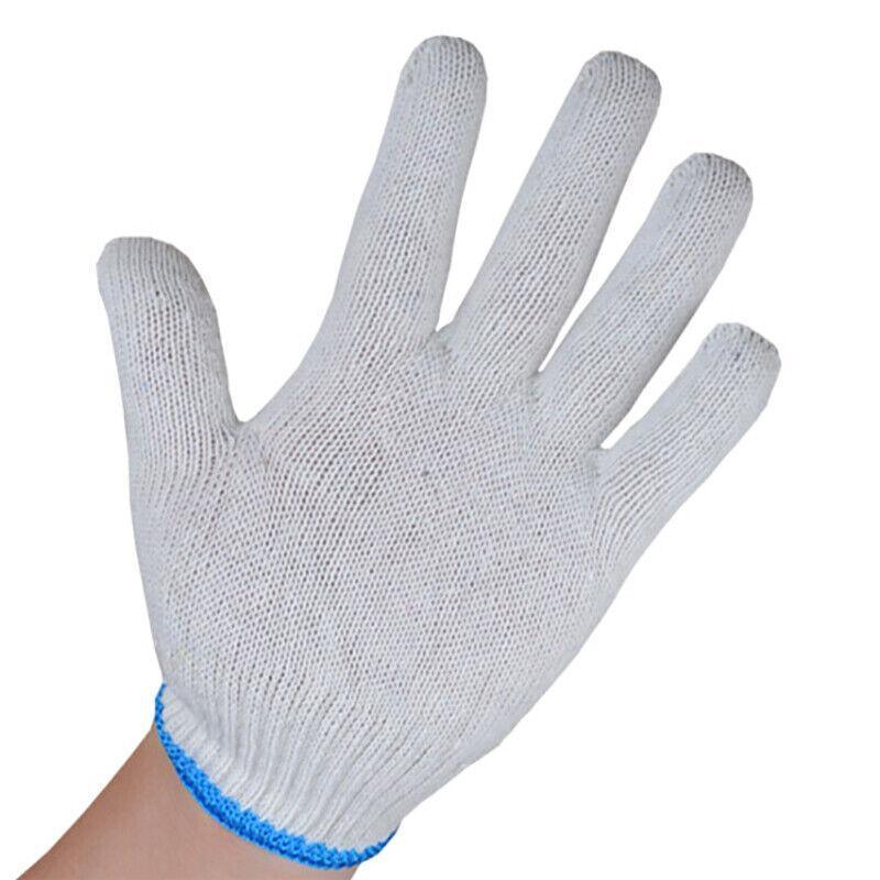 White Cotton Work Gloves Knitted Heavy Duty for Gardening or Warehouse Use - 5Pairs V528-SAFETYGLOVES-5PCS-507019