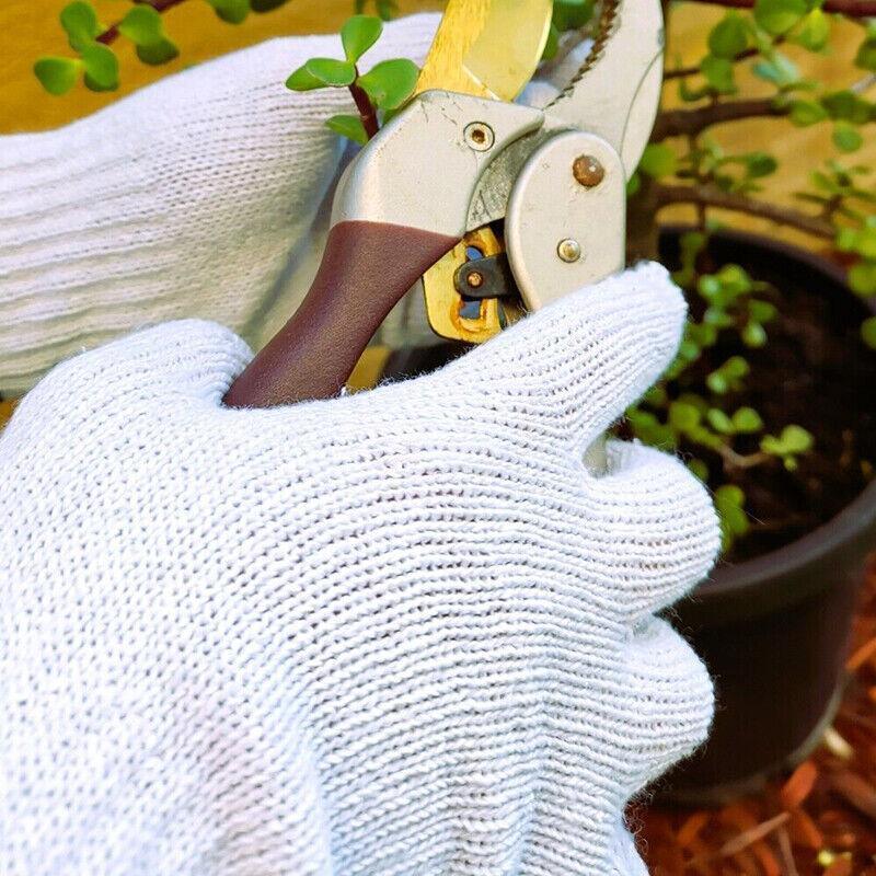 White Cotton Work Gloves Knitted Heavy Duty for Gardening or Warehouse Use - 5Pairs V528-SAFETYGLOVES-5PCS-507019