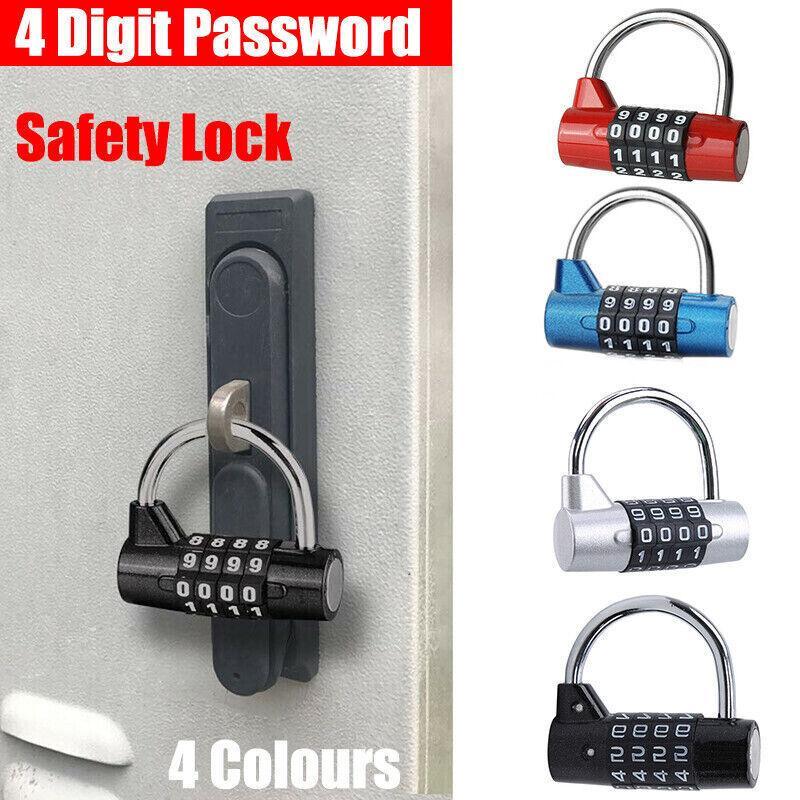 4 Digit Combination Padlock Wide Shackle Password Lock for Locker or Luggage - Red V528-SAFETYLOCK-RED-845592