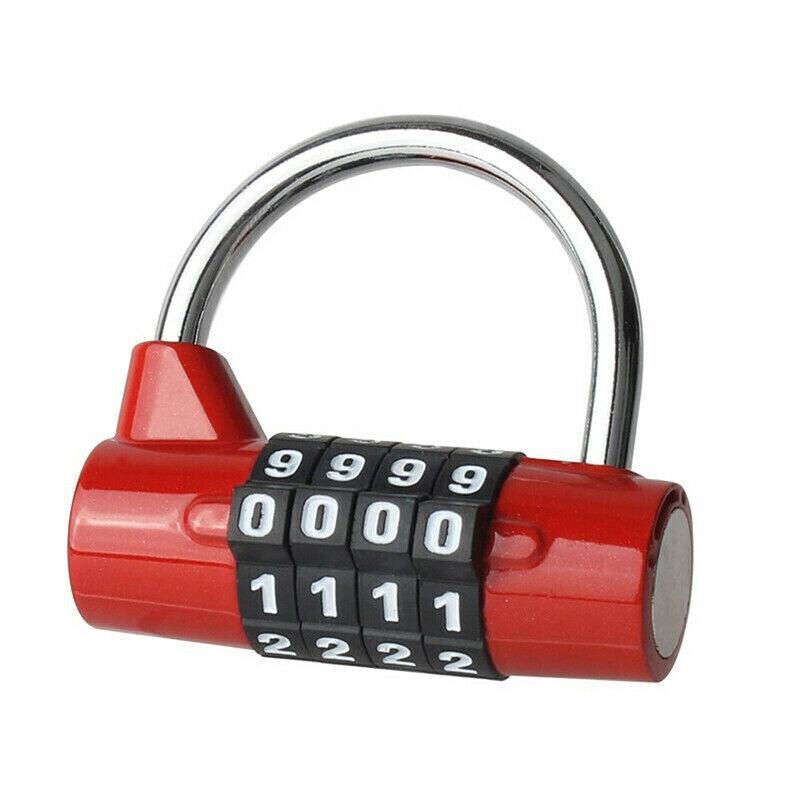 4 Digit Combination Padlock Wide Shackle Password Lock for Locker or Luggage - Red V528-SAFETYLOCK-RED-845592